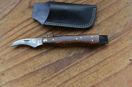 damascus custom made mushroom folding knife From The Eagle Collection A4788 - $39.59