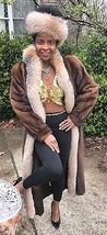 Mint Designer Full Length Sable hue Mink &amp; Crystal Fox Fur Coat Jacket S-M + hat - £1,556.97 GBP