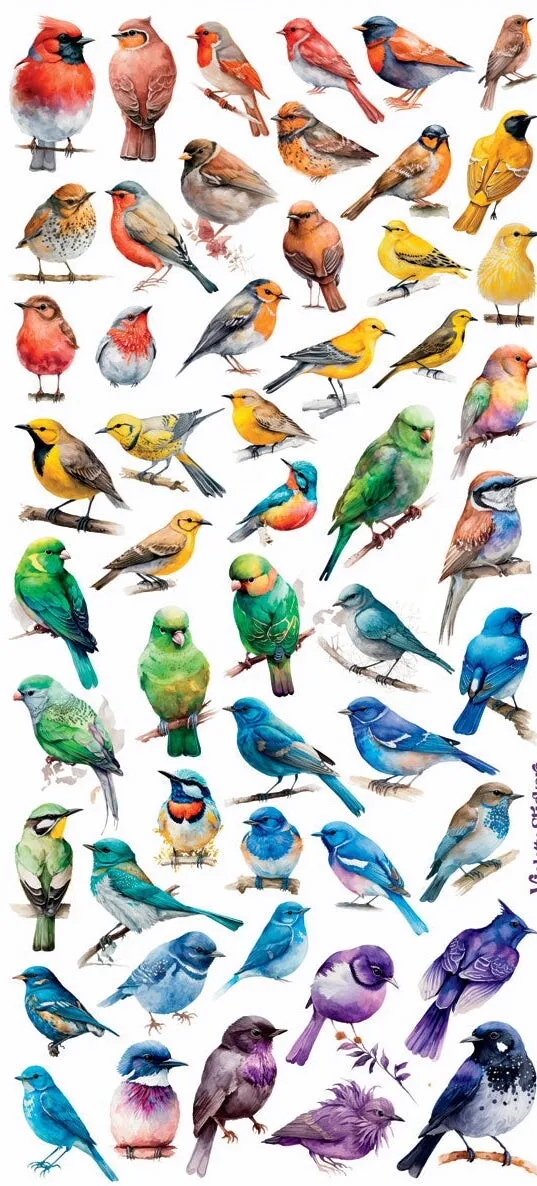 Mini Rainbow Realistic Birds Stickers Crafts Planner Supply Scrapbook - £6.95 GBP