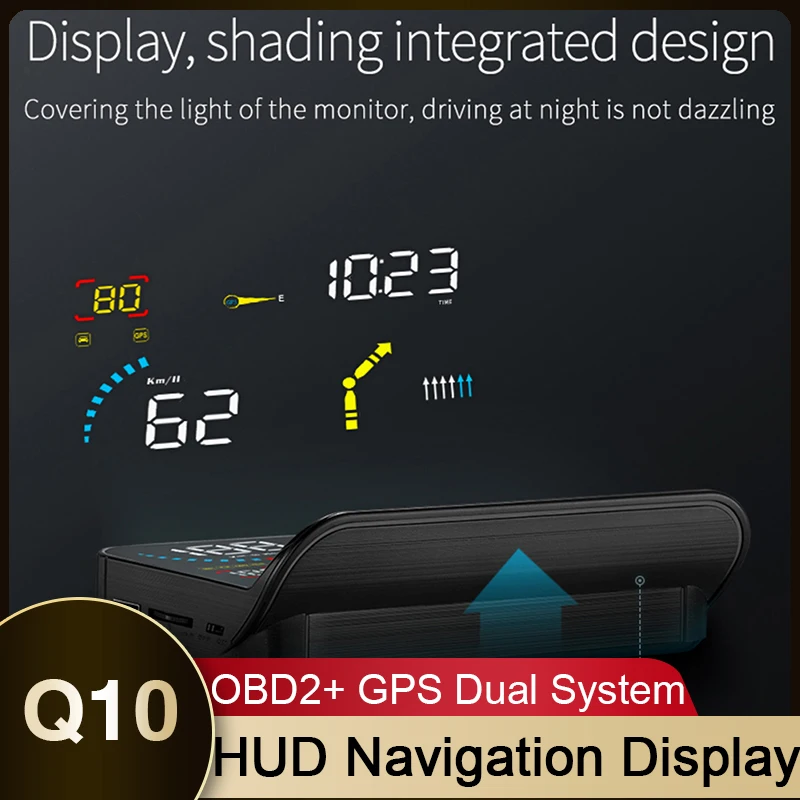 Q10 OBD2 GPS Navigation HUD Head Up Diaplay Projector Car Speed Water - £46.16 GBP