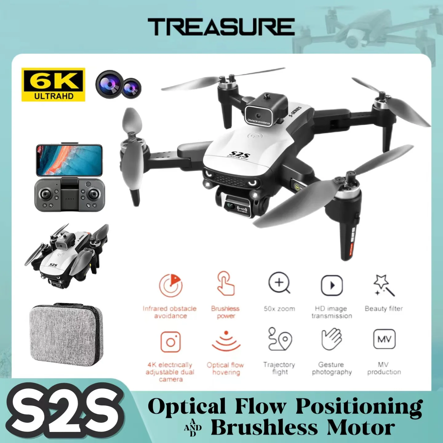 S2S Drone Professional EIS Aerial Photography 6K HD Dual Camera FPV Obstac - £59.32 GBP+