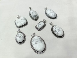 2Pcs Set Howlite Pendant Howlite Gemstone 925 Sterling Silver Pendant Gift - $13.09