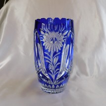 Blue Cut to Clear Vase # 22600 - £149.42 GBP