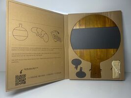 Acacia Wood Cheese Board Set Slate Surface Stone Signs Chalk Pieces Char... - $13.78