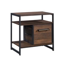 Brown Finish Side Table Nightstand for Bedroom | Modern Storage Furniture - $2,171.41 MXN