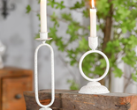 Candlestick Holder, Set of 2 White Metal Candlesticks, Vintage Candle St... - $19.36