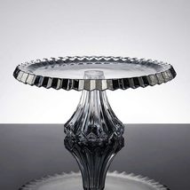 Premium Crystal Glass Pedestal Cake Stand, Large Ribbed Edge Serving Pla... - $179.00