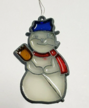 Frosty The Snowman Stained Glass Suncatcher Christmas Ornament - £9.57 GBP