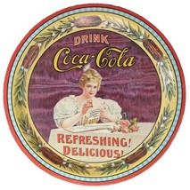 Tray Round Serving Coca Cola Metal Collectible #40210 Portrait Hilda Clark 1899  - £5.61 GBP