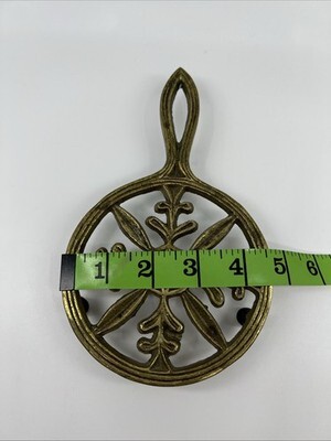 Vintage Cast Brass 3 Footed Trivet Handled with ornate Design 7”x4.5” Item image 5