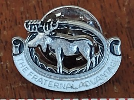 Vintage Silver MOOSE LODGE The Fraternal Advantage Hat Lapel Pin - £5.49 GBP