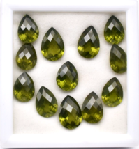 Natural Vesuvianite Idocrase Pear Cut 12 Pc 59.74 Ct Green Gemstone Design Set - £433.06 GBP