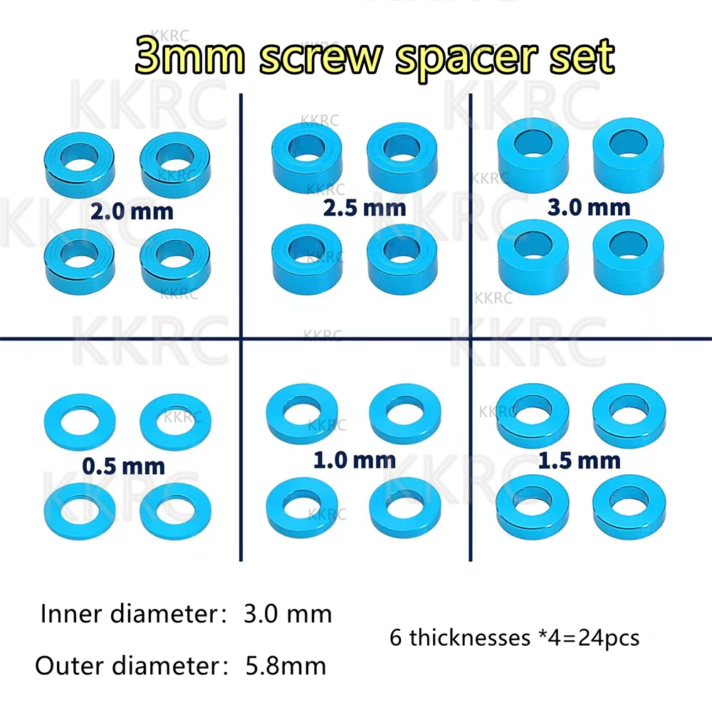 24pcs M3 Screw Spacer Set 3mm Screws Flat Gasket Washer Spacer For RC Car TAMIYA - £11.82 GBP