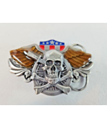 Painted Enamel Biker Skull Dagger Eagle Pewter Belt Buckle 1989 Siskiyou - $459.19 MXN