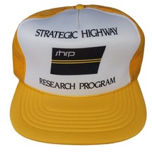 80s Vintage Yellow White Hat Snapback Trucker Cap USA Mesh - £6.59 GBP