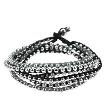 Festival Tribal Chic Boho Round Silver Beads Triple Layer Bracelet / Necklace - £8.77 GBP