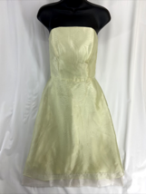 After Six Women&#39;s Kiwi Green Fit &amp; Flare Cocktail Sheer Strapless Dress Size 4 - £17.13 GBP