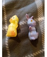 2 VTG 70s/80s Made in Hong Kong Miniature Duck/Bunny Plastic Toy 1.25&quot; Tall - $5.89