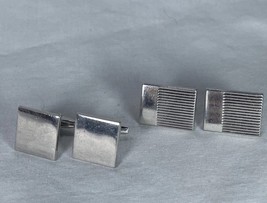 Beautiful Silver Tone Vintage SWANK  Cuff Links And Sliver Square Unknow... - $17.81