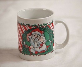 Christmas M/M Santa Claus Coffee Cup Tea Hot Chocolate Mug w Candy Cane ... - £6.96 GBP