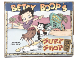 Betty Boop Surf Shop Tiki Retro Tin Sign 12 x 15-inch Animation Vintage Style - £14.29 GBP