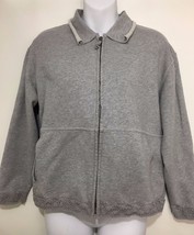 J Jill XS Gray Cotton Zip-Front Sweatshirt with Pockets - £22.27 GBP