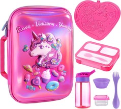 Kids Lunch Box Bag Set: Girls Unicorn Lunch Bags Bento Boxes with 3-Comp... - €19,01 EUR