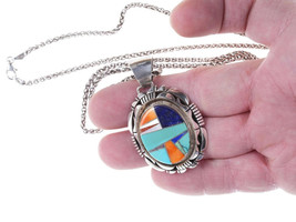 Fred Peters Navajo Sterling Multi-stone channel inlay pendant. - £231.15 GBP