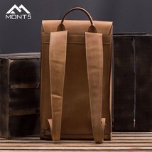 LE Spantik Genuine Brown Travel Leather Backpack - £110.72 GBP