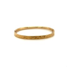 Vintage Signed 12k Gold Filled A &amp; Z Floral Etched Hinged Bangle Bracelet 5 1/2 - £38.77 GBP