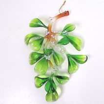 Vintage Green Mistletoe Sprig Hanging Wall Ornament Berries Hard Plastic 7&quot; MCM - £9.49 GBP