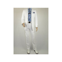 Mens Summer Linen Suit Apollo King Half Lined 2 Button European LN6 White Party image 2