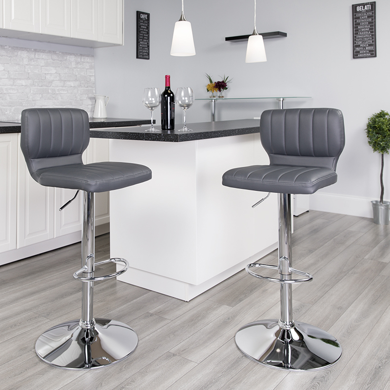 Gray Vinyl Barstool CH-132330-GY-GG