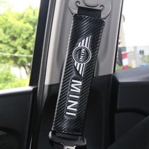 Mini Cooper Embroidered Logo Carbon Fiber Car Seat Belt Cover Shoulder P... - £11.78 GBP