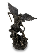 Saint Michael Slays Lucifer Bronzed Sculptured Statue 31 in. - £338.24 GBP