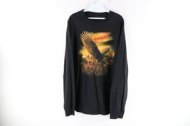 Vintage Streetwear Mens 2XL Faded Eagle Nature Long Sleeve T-Shirt Black Cotton - £34.13 GBP