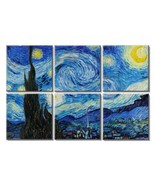 Starry Night Ceramic Tile Mosaic Set of 6 Backsplash Tiles Vincent Van G... - $1,943.11 MXN