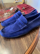 New Harry&#39;s of London Blue Suede Shoes Loafer Driver US 11 EU44 Vibrant - £119.43 GBP