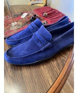 New Harry&#39;s of London Blue Suede Shoes Loafer Driver US 11 EU44 Vibrant - £116.10 GBP