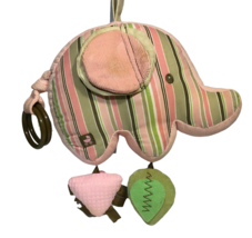 GUND Baby Pink Corduroy Elephant Plush Activity Crinkle Rattle Crib Toy ... - £19.55 GBP