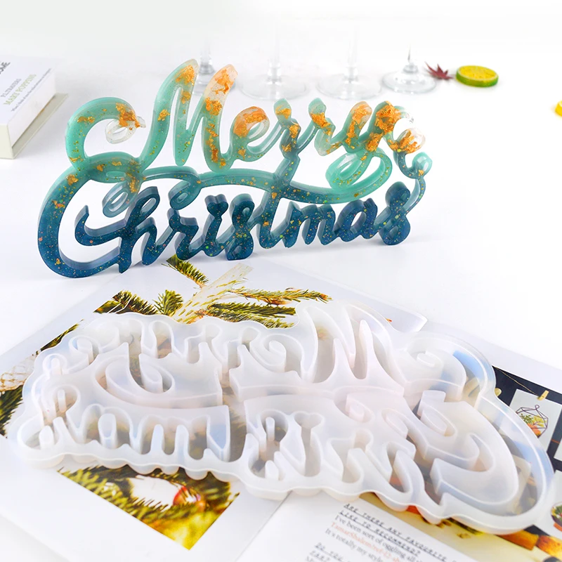 House Home DIY Merry Christmas Letters Decoration Resin Silicone Mold Resin Chri - £19.93 GBP