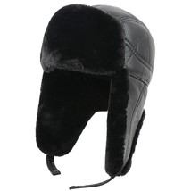 Winter Thermal   Bomber Hats Women Men PU Leather Warm Earflap Hat Russia Ushan - £111.90 GBP