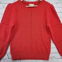 Knox Rose Sweater Womens Sz L Large Red Pull Over Open Weave  - £15.81 GBP