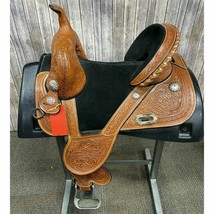 Tree Less Saddle with Floral Tooling &amp; Arrow Border and Daisy Border, 16... - £375.16 GBP