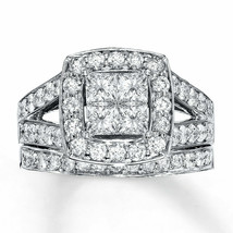 Set Mariage 2.5ct Argent Sterling Fiançailles Anneau de Mariage Simulé Diamant - £255.01 GBP