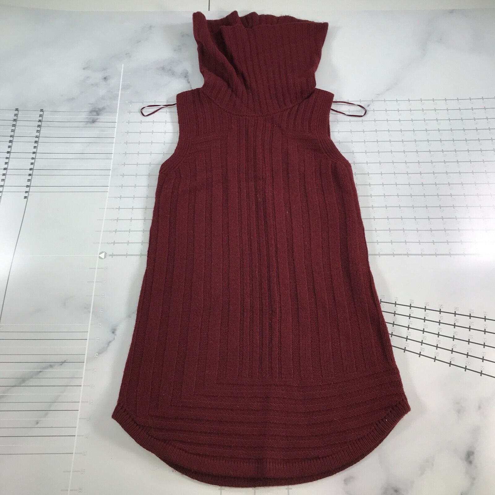 Primary image for Tahari Sweater Womens Extra Small Maroon Red Cowl Neck Sleeveless Yak Wool Blend