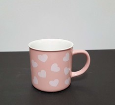 NEW Boston Warehouse Valentine&#39;s Pink with White Hearts Mug 18 OZ Stoneware - £11.01 GBP