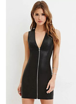 Sexy Women&#39;s Black Mini Leather Dress Real Sheepskin Club Party Wear Dress - £112.72 GBP+