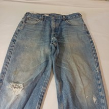 Carhartt Men's Faded Blue Denim Distressed Jeans Measured Size 35×29 image 10