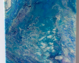 Acrylic Pour Painting Stretched Canvas &quot;Ocean&quot; Blues 14&quot; x 11&quot; - £23.52 GBP